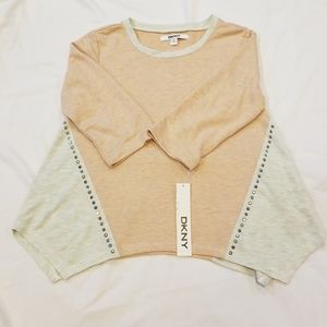 DKNY girl pink and grey with silver studs shirt